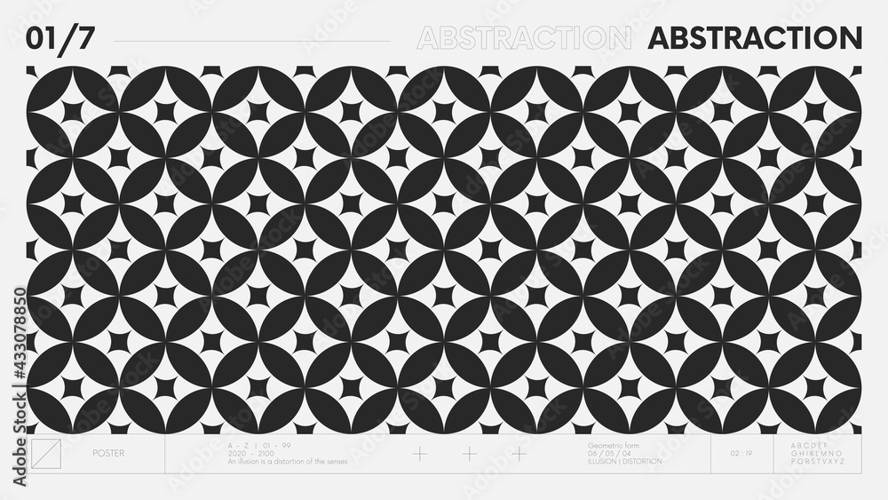 Poster abstract modern geometric banner with simple shapes in black and white colors, graphic composition d