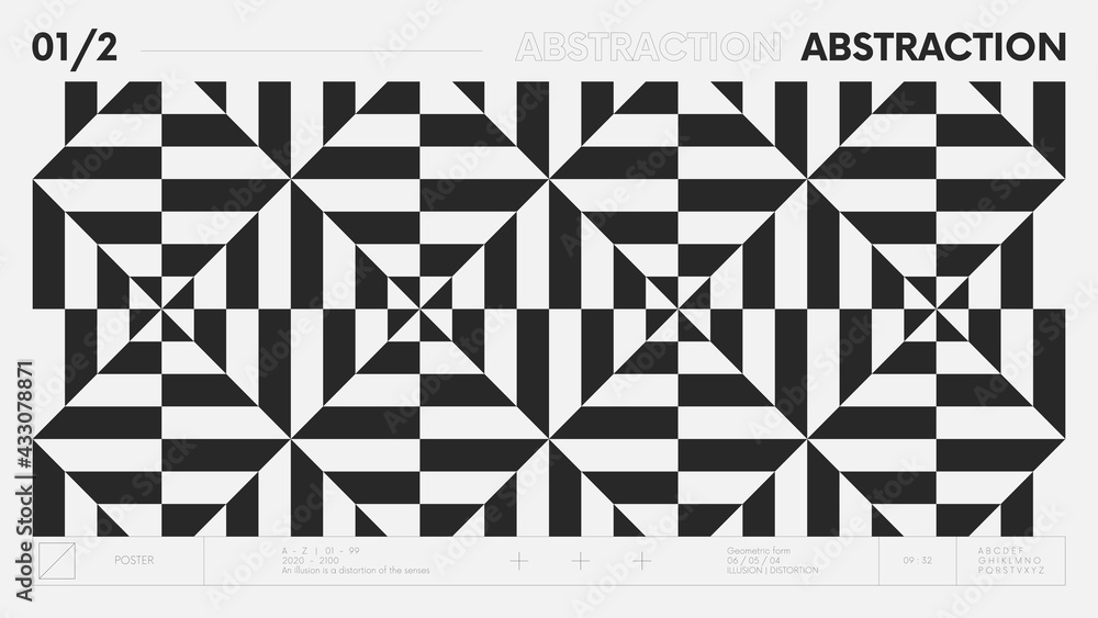 Aufkleber abstract modern geometric banner with simple shapes in black and white colors, graphic composition d