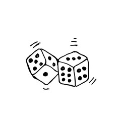 Vector hand drawn dice isolated on white