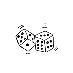 Vector hand drawn dice isolated on white