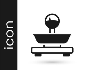 Black Scales icon isolated on white background. Weight measure equipment. Vector