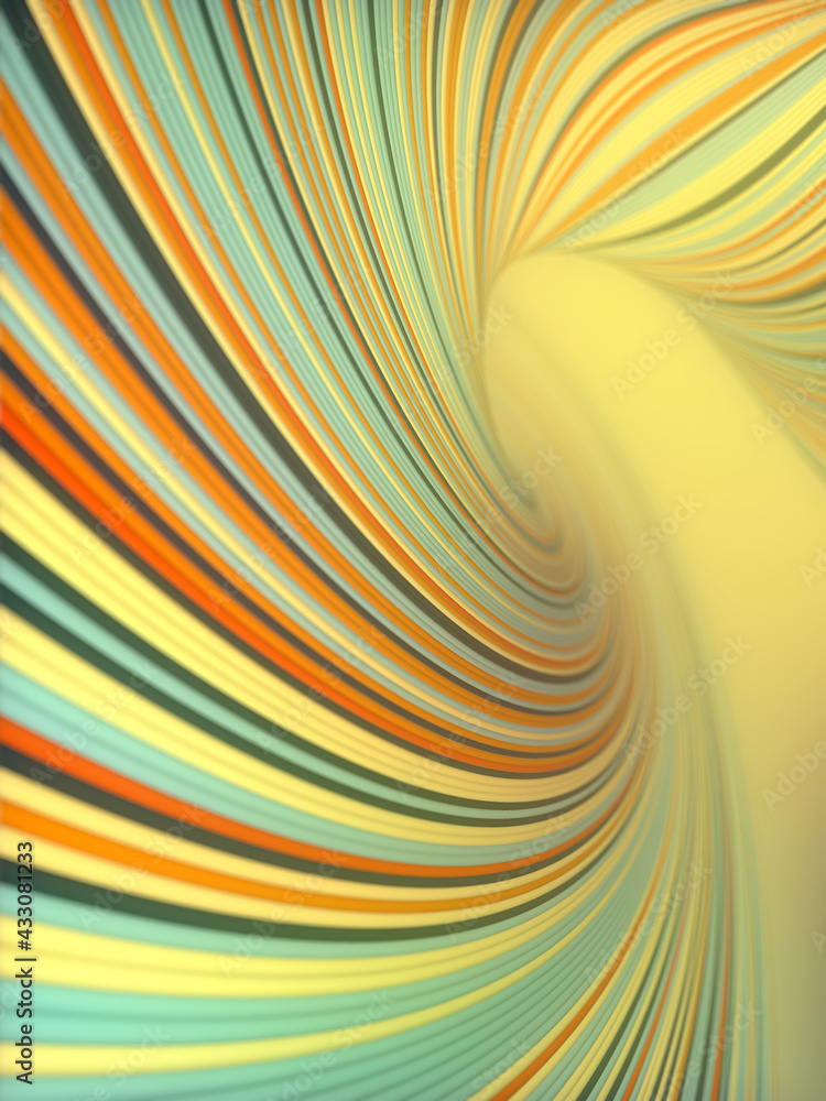 Poster line art wavy wires with twisted floating multicolored lines. 3d rendering digital illustration