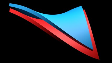 Abstract blue and red icon on black background - 3D rendering illustration