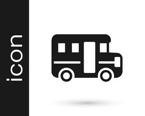 Fototapeta premium Black School Bus icon isolated on white background. Public transportation symbol. Vector