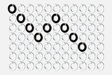 Abstract figure representing an information and data analysis chart, formed by photographs of metal...