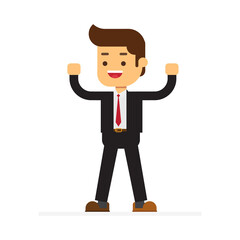 Businessman celebrating his successful victory expressing yes gesture