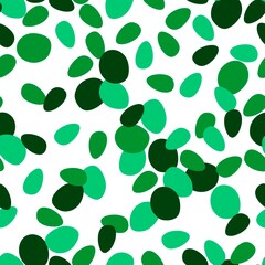 Simple abstract vector seamless pattern. Green dots shapes on a white background. For prints of fabric, textile products, packaging, stationery.