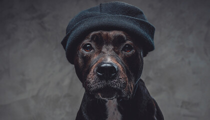 Stylish dog bull terrier breeds wearing hat
