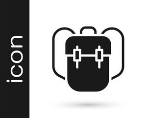 Black School backpack icon isolated on white background. Vector