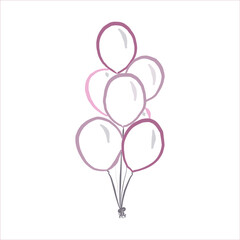 pink balloons. pastel color. festive decoration. birthday. the birth of a girl. vector eps 10