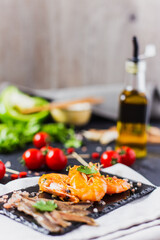 anchovy and shrimp with tomato and fresh herbs
