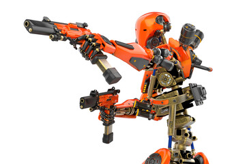 super robot in action with double gun pose