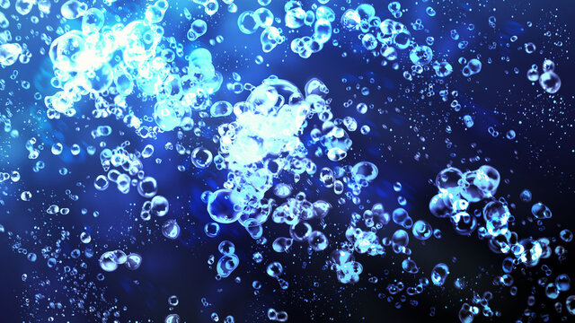 水中　バブル　海中　気泡　涼し気な背景イラスト