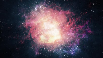 Space Travel through star fields in supernova bursts light. 4K 3D render loop heavenly stellar explosion supernova colorful nebula space dust clouds. Sci-Fi Fantasy Big bang animation of universe.  - Powered by Adobe