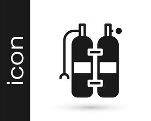 Black Aqualung icon isolated on white background. Oxygen tank for diver. Diving equipment. Extreme sport. Sport equipment. Vector