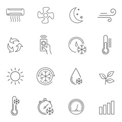 Simple set of air conditioning related vector icons. Outline Signs. Web Design, Mobile App. Eps10