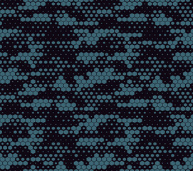 Blue vector camouflage digital background. classic seamless print.