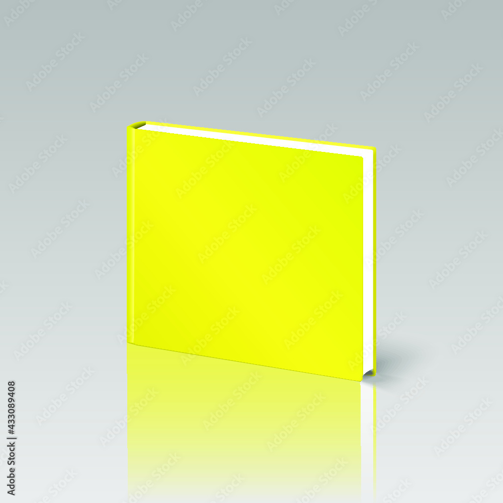 Poster yellow square blank book isolated on a gray background. 3d rendering