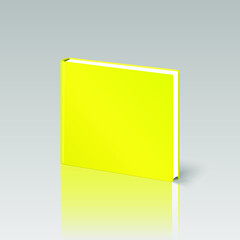 Yellow square blank book isolated on a gray background. 3d rendering