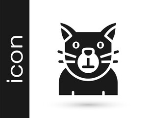 Black Cat icon isolated on white background. Animal symbol. Happy Halloween party. Vector