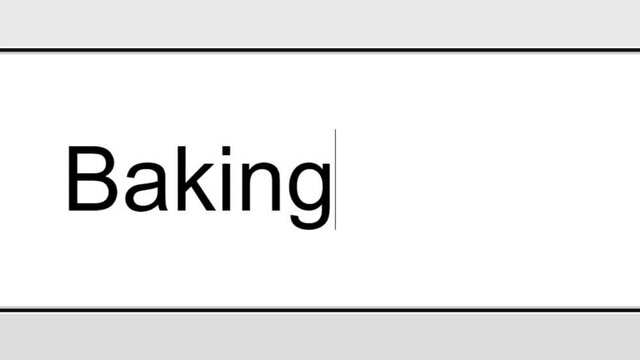 Searching For Baking Ideas Information in Search Bar Screen View. Online Network Website Search Box Recipes. Searching The World Wide Web Internet on a Computer. Typing Into Search Engine Box Viewpoin