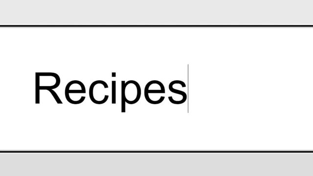 Searching For Recipe Ideas Information in Search Bar Screen View. Online Network Website Search Box Recipes. Searching The World Wide Web Internet on a Computer. Typing Into Search Engine Box Viewpoin