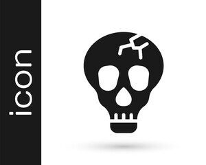Black Skull icon isolated on white background. Happy Halloween party. Vector