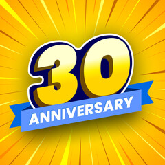 30th Anniversary colorful banner. Vector illustration.