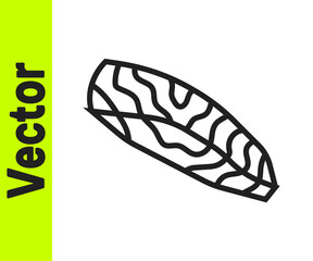Black line Fish steak icon isolated on white background. Vector