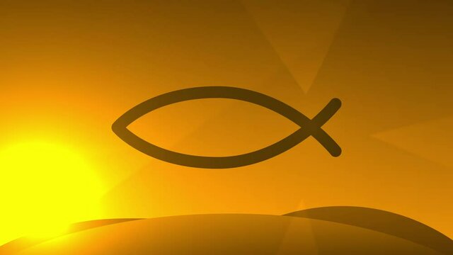 Christian Symbol Animation on Golden Background