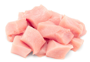 cut of raw chicken fillet isolated on white background. clipping path