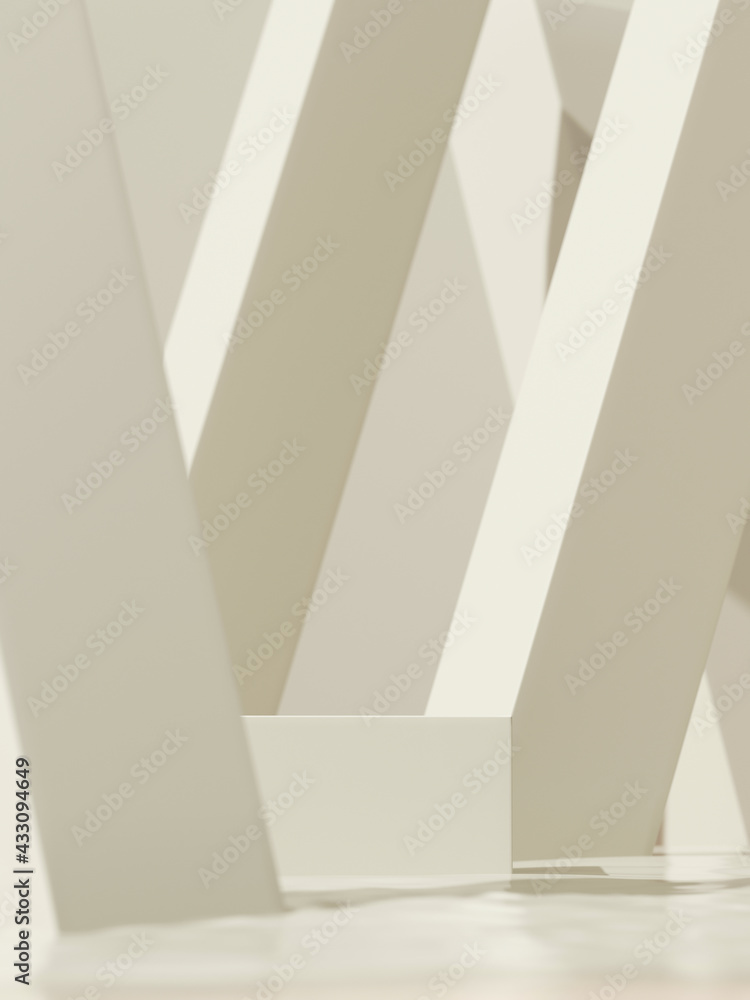 Poster minimal mockup concept for product presentation. white color podium on geometric background. clippin