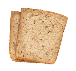 rye toast bread with cereals isolated on white