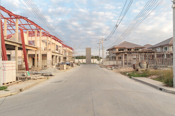 construction residential new house in progress at building site