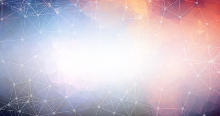 Abstract Dark multicolor Polygonal Space Background with Connecting Dots and Lines.  Connection structure and science background. Futuristic HUD design.