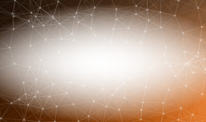 Abstract Dark Brown Polygonal Space Background with Connecting Dots and Lines.  Connection structure and science background. Futuristic HUD design.