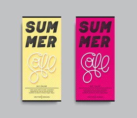 Summer Sale. Simple and bright vertical banners template. Seasonal discount offer. Vector illustration