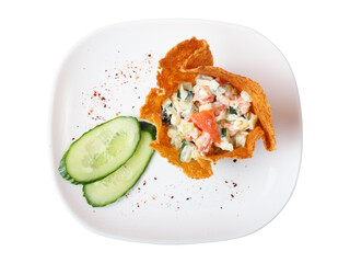 salad in a cheese basket top view