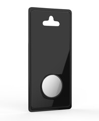 Button cell hang tab blister packaging blank template, 3d render illustration.
