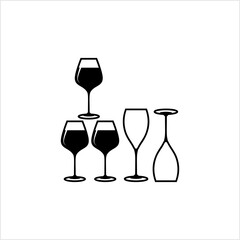Wine Glass Icon, Wine Drinking Glass Icon