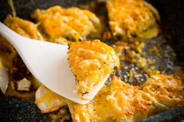 cabbage in batter baked with cheese in the form