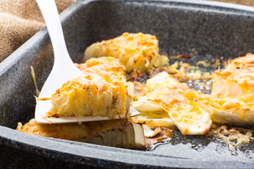 cabbage in batter baked with cheese in the form