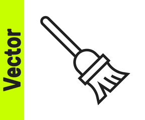 Black line Mop icon isolated on white background. Cleaning service concept. Vector