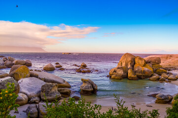 Rocky Tropical and turqoise Seychelles beach