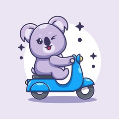 Cute koala riding scooter cartoon