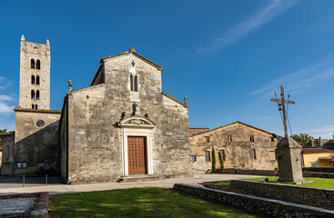 Fototapeta na wymiar Camaiore, Lucca, Italy: the parish church of Santo Stefano and San Giovanni Battista is a sacred building located along the Via Francigena 