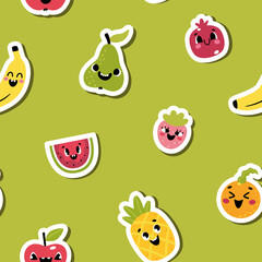 Vector pattern. Fruit and berry seamless background.