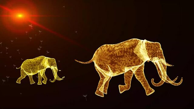 3d rendered animation running elephant