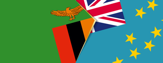 Zambia and Tuvalu flags, two vector flags.