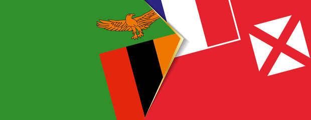 Zambia and Wallis and Futuna flags, two vector flags.